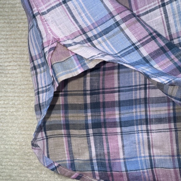 Alan Paine Men's 2XL 100% Linen Short Sleeve Button Down Plaid Breathable Casual - Picture 11 of 11